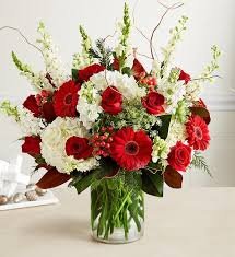 Abundant Christmas Blessings Red & White Flower Bouquet