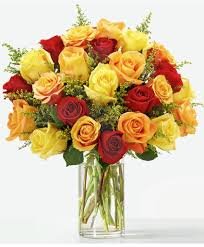 Fall Deluxe 24 Mixed Color Rose Vase