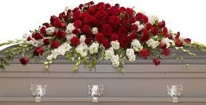 Grandeur Red Rose & White Flower Casket Cover