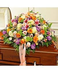 Multicolor Pastel Mixed Flower Half Casket Spray