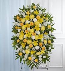 Yellow & White Sympathy Standing Spray