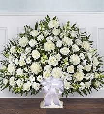 Heartfelt Tribute White Floor Basket