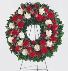 Red And White Funeral Wreath Large