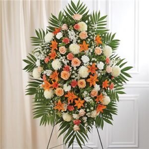 Peach, Orange & White Sympathy Standing Spray