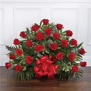 Thoughts And Prayers Basket - Red Roses