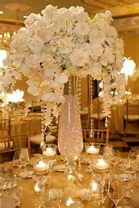 Elegant All White Rose Wedding Center Piece Bouquet