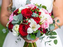 Red Roses And Pink Roses Bridal Bouquet