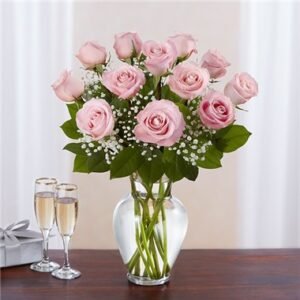 12 Rose Elegance Premium Long Stem Pink Roses
