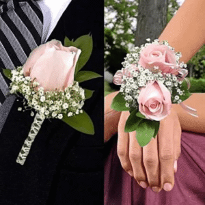 Pink Rose Boutonniere & Pink Rose Corsage Package