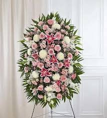 Pink & White Funeral Standing Spray